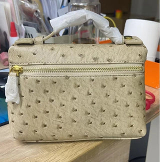 Buy ostrich-khaki-s Snake Pattern Clutch Make Up Bags