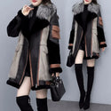 2024 New Women's Winter Fashion Fur Coat Women's Korean Loose Spliced Fox Fur Collar Warm Coats Female Long Parker Overcoat