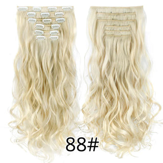 Buy 88 Alileader 22Inch Synthetic Long Curly 16Clips Clip in Hair Extensions Body Wave Hairpiece 6Pcs Resistant Fiber Ombre Blond Women