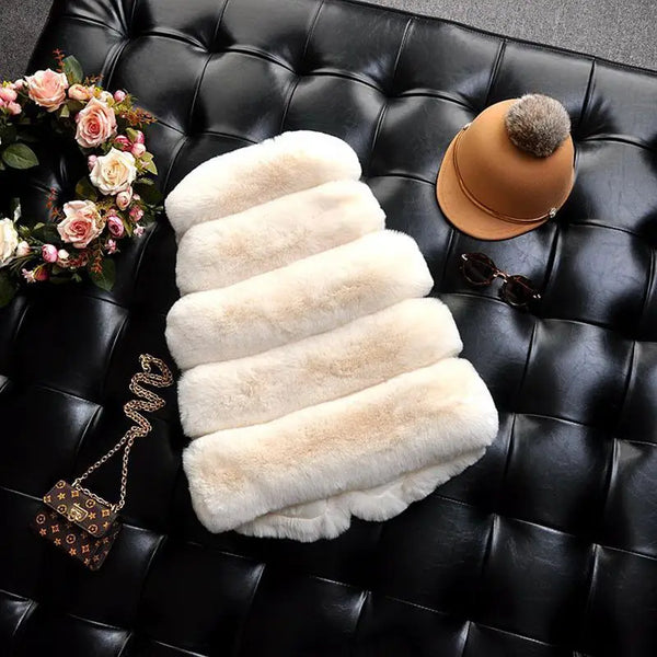 Kids Girls Faux Fur Vest Coats Winter Warm Waistcoat Sleeveless Children Fur Jacket Baby Girls Outwear Clothes TZ246