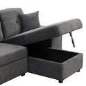 Reversible Sleeper Sectional Sofa Bed With Side Shelf and 2 Stools,Pull-Out L-Shaped Sofa Bed,Corner Sofa-Bed With Stora