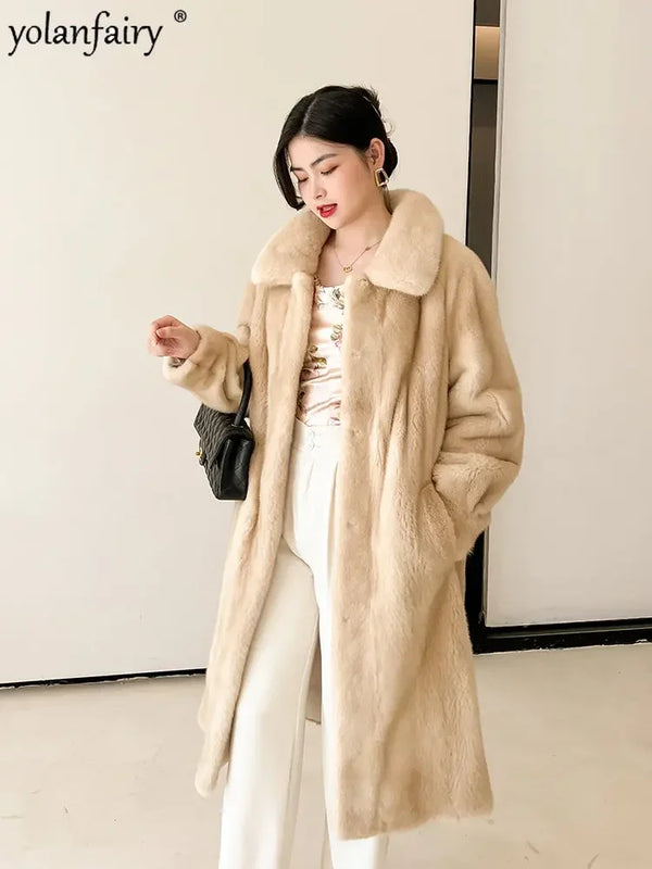 2023 Winter Real Fur Coat Women Clothing Female Whole Sable Mink Fur Jakcet Ladies Knee Length Sable Coats Women Abrigos FCY4210