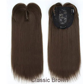 Buy classic-brown 14inch Straight Synthetic Blonde Hair With Bangs for Women Clip-In One-Piece Hair Extension High Temperature Fiber