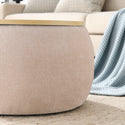 Round Storage Ottoman, 2 in 1 Function, Work as End Table and Ottoman,  Pink  (25.5"x25.5"x14.5")