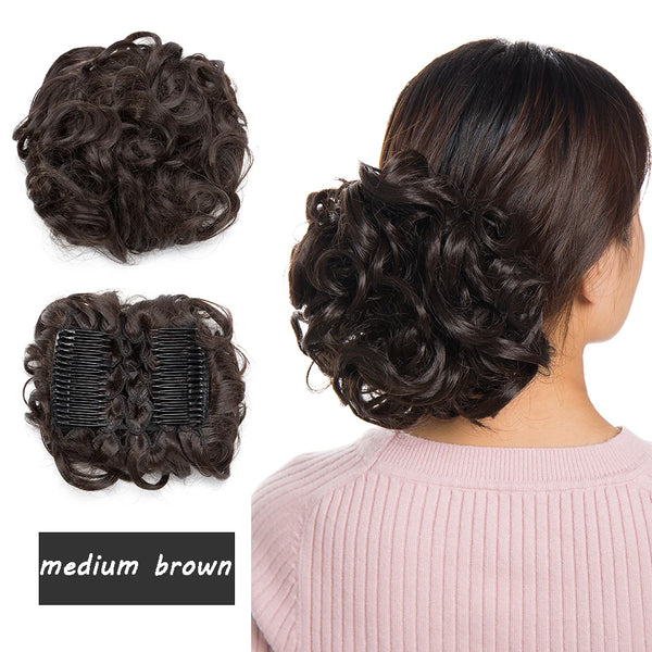 BENEHAIR Synthetic Scrunchy Hair Bun Messy Hair Bun Curly Chignon Hairpiece for Women Hair Combs Clip in Hair Extension Updo