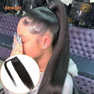 Buy straight Afro Kinky Curly Ponytail Human Hair Ponytail Extensions Wrap Around Ponytail Kinky Straight Remy Brazilian Hair Ponytails Curly