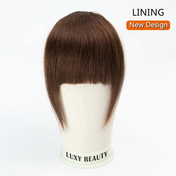 Human Hair Bangs 3 Clips 3D Blunt Cut Natural Hair Bangs OverHead Clip in Hair Extensions Non-Remy 2.5"x4.5" Black Brown Blonde