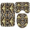 3D Luxury Black Gold Greek Key Meander Baroque Bathroom Curtains Shower Curtain Set for Bathroom Modern Geometric Bath Rug Decor