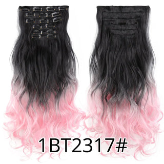 Buy curly-1bt2317 Leeons 16Clips Long Straight Synthetic Clip on Hair Extensions Cheveux Clip Naturel High Temperature Fiber Black Brown Hairpiece