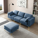 Living Room Furniture Modern Leisure L Shape Couch Blue Fabric