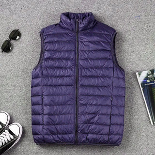 Buy navy-blue Coat Ultralight Sleeveless Puffer Vest Jacket Ultra Thin Warm Lightweight Down Jacket Waistcoat Winter Men Duck Down Vest Coats