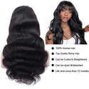 30 Inches Body Wave Human Hair Wigs With Bangs