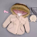 Autumn Winter Fur Collar Children Thick Warm Jackets for Girls Warm Kids Down Coats for Girl 2-8 Years Outerwear Kids Clothing