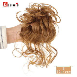 Buy 6 AOSIWIG Synthetic Long Curly Chignons Hair Tails Clip in Hair Extensions Fake Hair Pieces Heat Resistant Chignons for Women