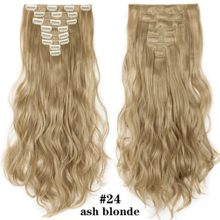 Buy ash-blonde HAIRRO 24Inches 170g 36 Colors Long Straight Synthetic Hair Extensions Clips in High Temperature Fiber Black Brown Hairpiece