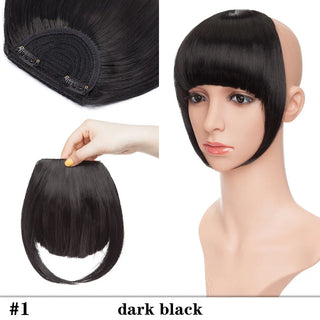 Buy dark-black HAIRRO 8&quot; Short Synthetic Bangs Heat Resistant Hairpieces Hair Women Natural Short Fake Hair Bangs Hair Clips on Bangs 24 Colors