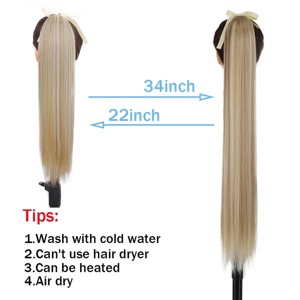 Synthetic Long Straight Drawstring Ponytail