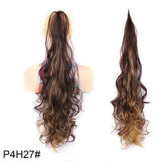 Buy p4-27 32inch Synthetic PonyTail Long Layered Flexible Wrap Around Fake Tail Hair Extensions Natural Curly Hairpiece for Women