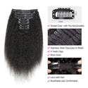 VIPBeauty Afro Kinky Straight Clip in Hair Extensions 120g/Set Clip in Human Hair Extension Yaki Straight Hair Pieces