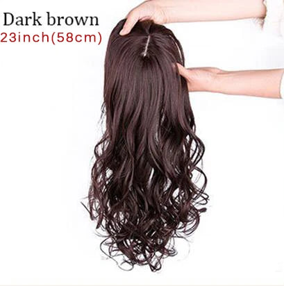 Natural Wave Women Synthetic Hair Light Brown One-Piece Hair Extension With Bangs High Temperature Fiber Clip-In Hairpieces