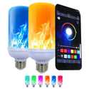 Smart Voice Control E27 Colorful Light Bulb Simulation Flame Light LED App Control One-To-Many Lights