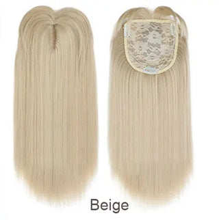 Buy beige 14inch Straight Synthetic Blonde Hair With Bangs for Women Clip-In One-Piece Hair Extension High Temperature Fiber