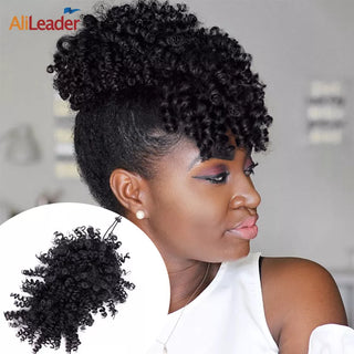 Alileader New Synthetic Curly Bangs Kinky Curly Hair Bangs Short Clip on Hair Extentions Adjustable Fringe Hair Piece for Women