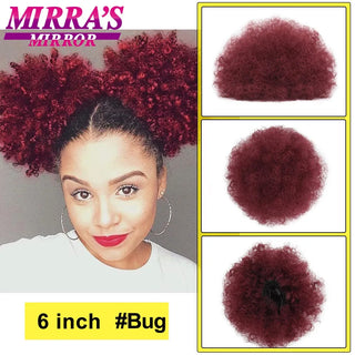 Buy fbbzt02-bug Afro Puff Drawstring Ponytail Extension Synthetic Kinky Curly Ponytail Hair Chignon Dreadlock Buns Afro Puff for Black Women