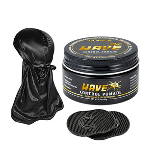 Buy wave-pomade-3pcs-kit GOIPLE 100G Wave 360 Style Wax Nourishing Scalp Sport Wavy Curly Hair Control Gel With Cap Kit African Deep Waves Pomade for Men