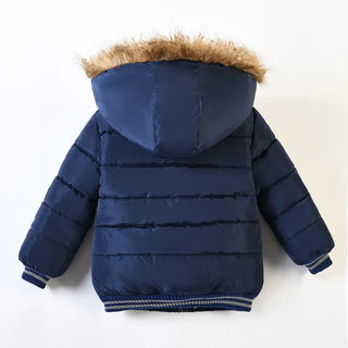 Buy navy-blue Boys Jacket for Children Coats 2023 Autumn Winter Jackets Kid Warm Hooded Zipper Outwear Coat for Boy Clothes Costume 2 3 4 5 6Y