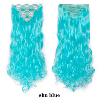 Buy sky-blue HAIRRO 24Inches 170g 36 Colors Long Straight Synthetic Hair Extensions Clips in High Temperature Fiber Black Brown Hairpiece