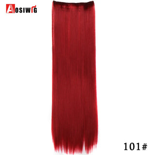 Buy 101 AOSIWIG Long Straight Natural Fake Hairpieces Black Brown Color  High Temperture Synthetic 5 Clip in Hair Extensions for Women