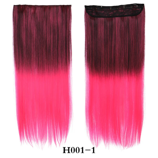 XUANGUANG Long Synthetic Hair 5 Clips in Hair Extension Heat Resistant Hairpiece Natural Wavy Hair Piece