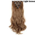 HAIRRO 17" Women  16 Clips Long Straight Synthetic Hair Extensions Clips in High Temperature Fiber Black Brown Hairpiece