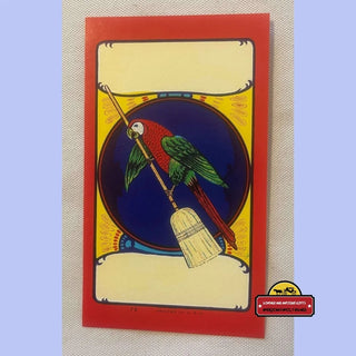 Antique Vintage 1910s - 1930s Parrot Broom Label, Amazing Bird Decor!