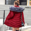 2021 Artificial Raccoon Fur Collar Winter Jacket Women Winter and Autumn Wear High Quality Parkas Outwear Women Long Coats