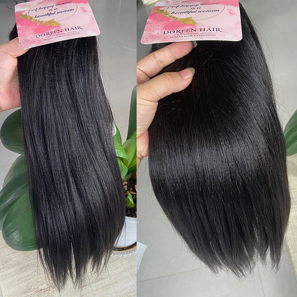 Doreen Hair Yaki Clip in Full Head 200g Machine Made Remy Light Yaki Real Natural Human Hair Clip in Extensions