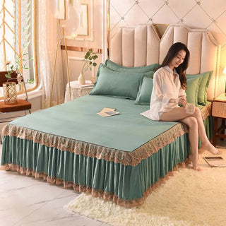 Buy 12 Bed Dress Sets Lace Bed Sheet Pillow Cases 3 Pieces/Set Set for King/Queen Double Size Bed Top Fashion Flower Bedding Set