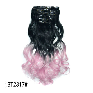 Buy my6c-1bt2317 16 Clips Clip in Hair Extension Long Synthetic Hair Heat Resistant Hairpiece Natural Wavy Ombre Hair Piece 6Pcs/Set 20Inch LIHUI