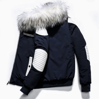 2024 Winter Warm Gradient Parkas Men Women Streetwear Thick Jackets Coat Fashion Harajuku Hoody Fur Collar Coats