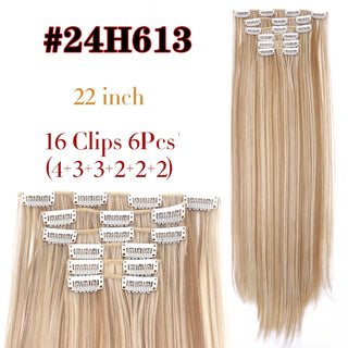 Buy 24h613 Leeons 16Clips Long Straight Synthetic Clip on Hair Extensions Cheveux Clip Naturel High Temperature Fiber Black Brown Hairpiece