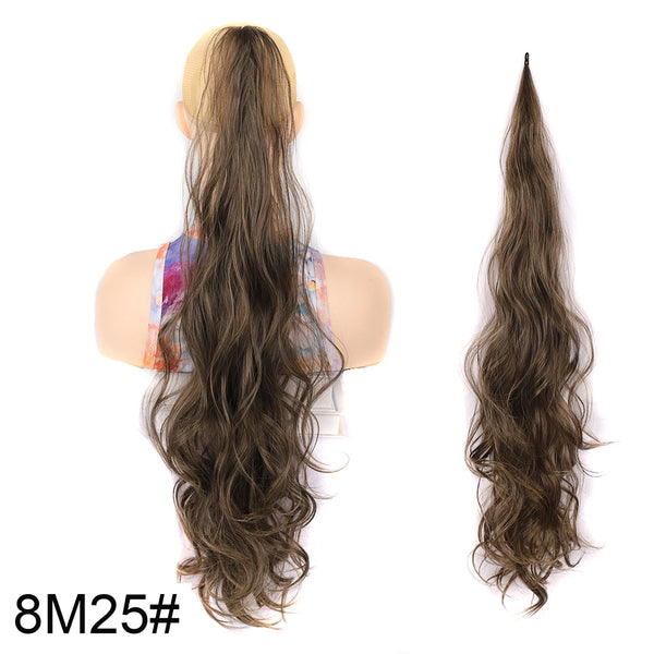 32inch Synthetic PonyTail Long Layered Flexible Wrap Around Fake Tail Hair Extensions Natural Curly Hairpiece for Women