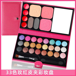 Buy plum 33 Colors Makeup Kit Eyeshadow Powder Blush Lipstick Pallets Long Lasting Girl Pan With Mirror Beginner Plate Cosmetics Makeup