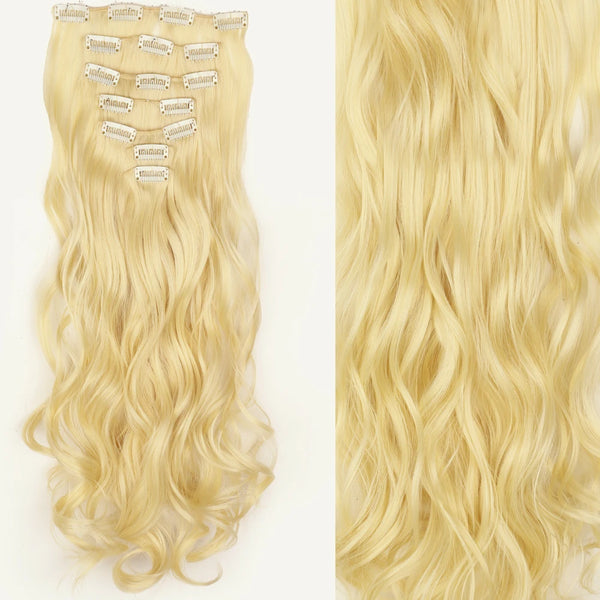 22Inch Long Straight Wavy Hair Extension 7Pcs/Set 16 Clips High Tempreture Synthetic Hairpiece Clip in Hair Extensions