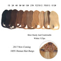 3 Clips Human Hair Bangs Remy Straight Clip in Hair Extensions Gradient Bangs 3D Blunt Cut Natural Hair Fringe Hairpiece