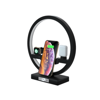 Buy black 3 in 1 Table Desk Lamp Fast QI Wireless Charger Dock Station for Apple Watch Airpods iPhone