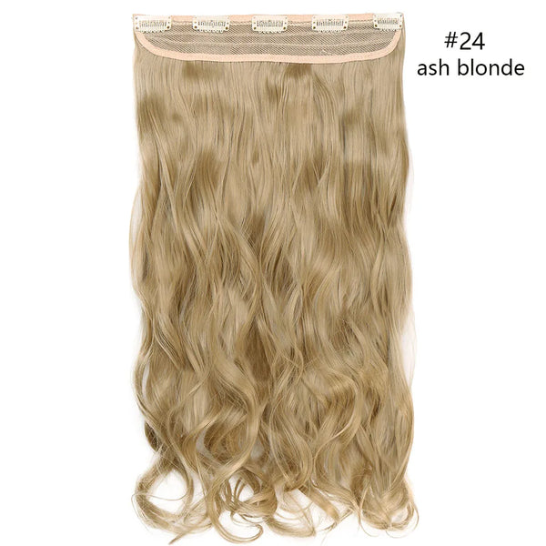 HAIRRO 5 Clips Synthetic Hair Long Straight Clip in Hair Extensions False Hair Black Hair Pieces for Women False Wavy Hairpiece