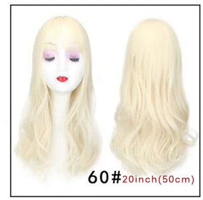 Natural Wave Women Synthetic Hair Light Brown One-Piece Hair Extension With Bangs High Temperature Fiber Clip-In Hairpieces