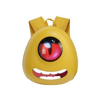 Buy yellow Crelander Kids School Bag With Led Screen 3D Cartoon Cute Small Monster Design Waterproof LED Kids Backpack