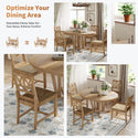 Rustic 5-Piece Extendable Dining Table Set Round Trestle Table and 4 Cross Back Dining Chairs for Kitchen, Dining Room,